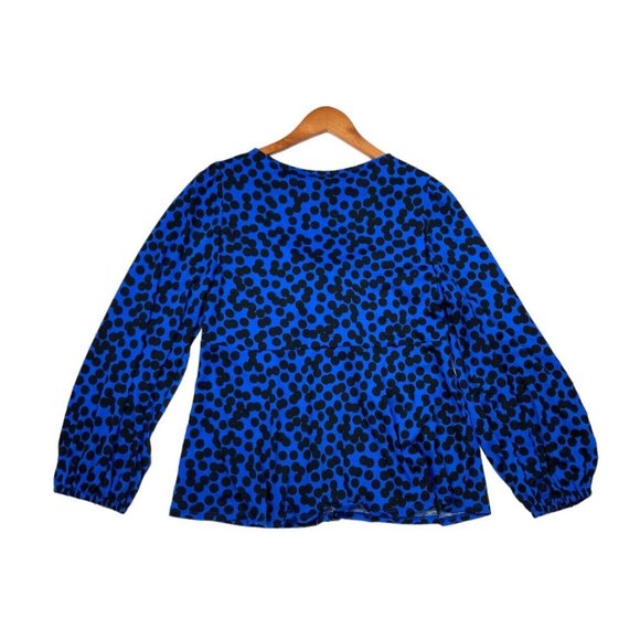 -New Ava & Viv Women's Long Sleeve Sweetheart Knit Blouse - Blue Polka Dot XXL - Picture 4 of 9